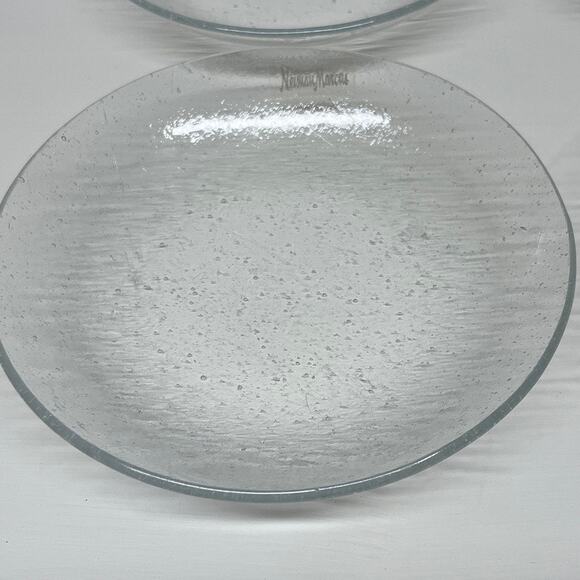 Nieman Marcus Clear Bubbled Glass Shallow Salad Dessert Bowl Set of 4 - Picture 2 of 5